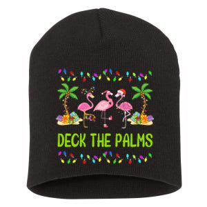 Deck The Palms Merry Flamingo Christmas Funny Short Acrylic Beanie