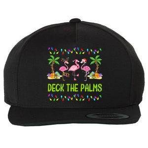 Deck The Palms Merry Flamingo Christmas Funny Wool Snapback Cap