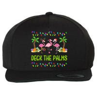 Deck The Palms Merry Flamingo Christmas Funny Wool Snapback Cap