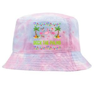 Deck The Palms Merry Flamingo Christmas Funny Tie-Dyed Bucket Hat