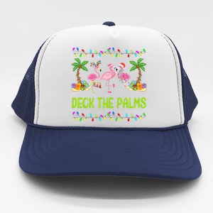 Deck The Palms Merry Flamingo Christmas Funny Trucker Hat