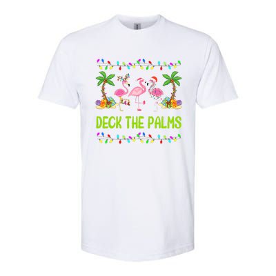 Deck The Palms Merry Flamingo Christmas Funny Softstyle CVC T-Shirt