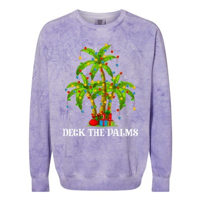 Deck The Palms Hawaiian Xmas Lighting Palm Tree Christmas Cute Gift Colorblast Crewneck Sweatshirt