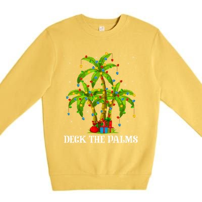 Deck The Palms Hawaiian Xmas Lighting Palm Tree Christmas Cute Gift Premium Crewneck Sweatshirt