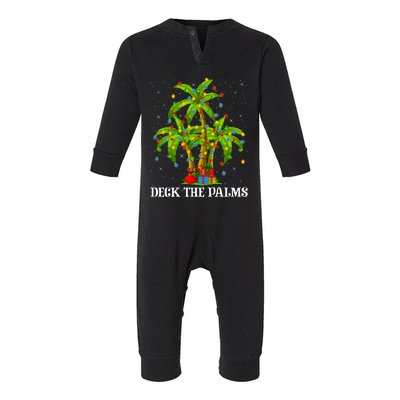 Deck The Palms Hawaiian Xmas Lighting Palm Tree Christmas Cute Gift Infant Fleece One Piece