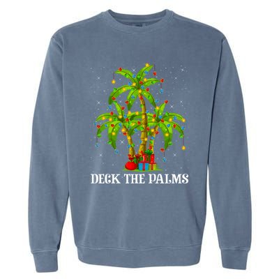 Deck The Palms Hawaiian Xmas Lighting Palm Tree Christmas Cute Gift Garment-Dyed Sweatshirt