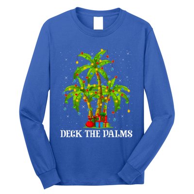 Deck The Palms Hawaiian Xmas Lighting Palm Tree Christmas Cute Gift Long Sleeve Shirt