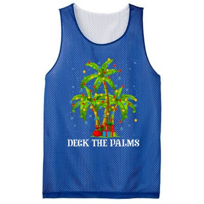 Deck The Palms Hawaiian Xmas Lighting Palm Tree Christmas Cute Gift Mesh Reversible Basketball Jersey Tank