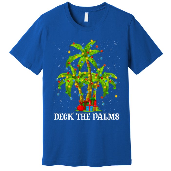 Deck The Palms Hawaiian Xmas Lighting Palm Tree Christmas Cute Gift Premium T-Shirt