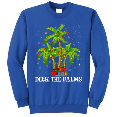 Deck The Palms Hawaiian Xmas Lighting Palm Tree Christmas Cute Gift Tall Sweatshirt