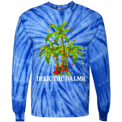 Deck The Palms Hawaiian Xmas Lighting Palm Tree Christmas Cute Gift Tie-Dye Long Sleeve Shirt