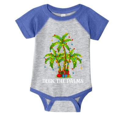 Deck The Palms Hawaiian Xmas Lighting Palm Tree Christmas Cute Gift Infant Baby Jersey Bodysuit