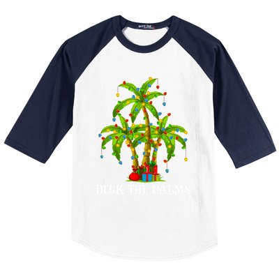 Deck The Palms Hawaiian Xmas Lighting Palm Tree Christmas Cute Gift Baseball Sleeve Shirt