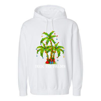 Deck The Palms Hawaiian Xmas Lighting Palm Tree Christmas Cute Gift Garment-Dyed Fleece Hoodie