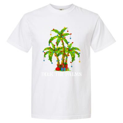 Deck The Palms Hawaiian Xmas Lighting Palm Tree Christmas Cute Gift Garment-Dyed Heavyweight T-Shirt