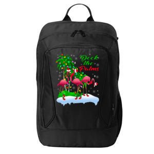 Deck The Palms Merry Christmas Lights Flamingo Santa Hat Cute Gift City Backpack