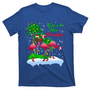 Deck The Palms Merry Christmas Lights Flamingo Santa Hat Cute Gift T-Shirt