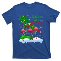 Deck The Palms Merry Christmas Lights Flamingo Santa Hat Cute Gift T-Shirt