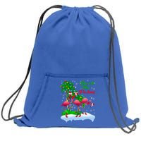 Deck The Palms Merry Christmas Lights Flamingo Santa Hat Cute Gift Sweatshirt Cinch Pack Bag