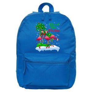 Deck The Palms Merry Christmas Lights Flamingo Santa Hat Cute Gift 16 in Basic Backpack