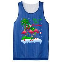 Deck The Palms Merry Christmas Lights Flamingo Santa Hat Cute Gift Mesh Reversible Basketball Jersey Tank