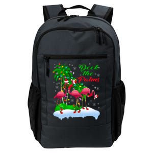 Deck The Palms Merry Christmas Lights Flamingo Santa Hat Cute Gift Daily Commute Backpack