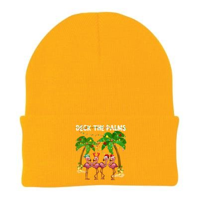 Deck The Palms Merry Flamingo Christmas Funny Gift Great Gift Knit Cap Winter Beanie