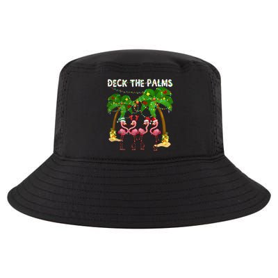 Deck The Palms Merry Flamingo Christmas Funny Gift Great Gift Cool Comfort Performance Bucket Hat