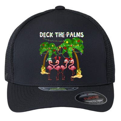 Deck The Palms Merry Flamingo Christmas Funny Gift Great Gift Flexfit Unipanel Trucker Cap