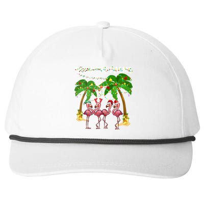 Deck The Palms Merry Flamingo Christmas Funny Gift Great Gift Snapback Five-Panel Rope Hat