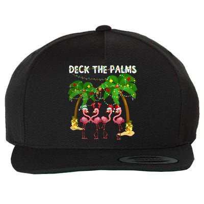 Deck The Palms Merry Flamingo Christmas Funny Gift Great Gift Wool Snapback Cap