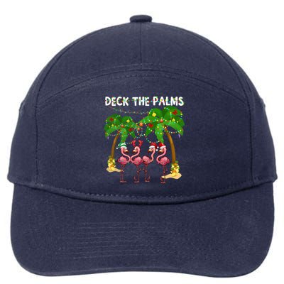 Deck The Palms Merry Flamingo Christmas Funny Gift Great Gift 7-Panel Snapback Hat