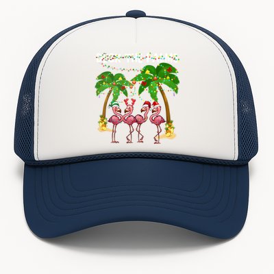 Deck The Palms Merry Flamingo Christmas Funny Gift Great Gift Trucker Hat