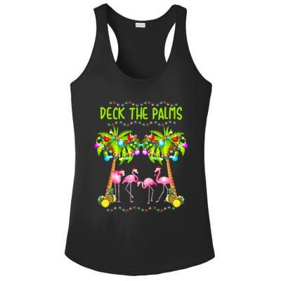 Deck The Palms Merry Flamingo Christmas Palm Tree Funny Xmas Cute Gift Ladies PosiCharge Competitor Racerback Tank