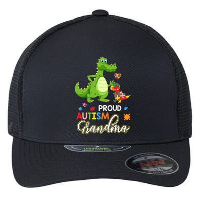 Dinosaur Tgiftrex Proud Autism Grandma Puzzle Autism Awareness Great Gift Flexfit Unipanel Trucker Cap