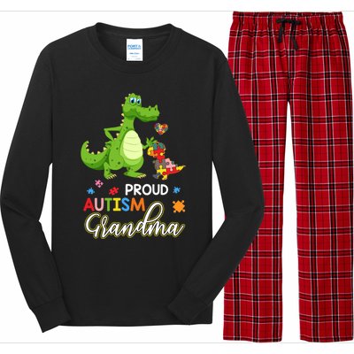 Dinosaur Tgiftrex Proud Autism Grandma Puzzle Autism Awareness Great Gift Long Sleeve Pajama Set