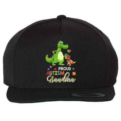 Dinosaur Tgiftrex Proud Autism Grandma Puzzle Autism Awareness Great Gift Wool Snapback Cap