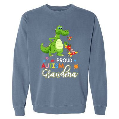 Dinosaur Tgiftrex Proud Autism Grandma Puzzle Autism Awareness Great Gift Garment-Dyed Sweatshirt