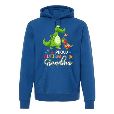 Dinosaur Tgiftrex Proud Autism Grandma Puzzle Autism Awareness Great Gift Premium Hoodie