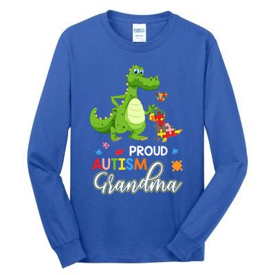 Dinosaur Tgiftrex Proud Autism Grandma Puzzle Autism Awareness Great Gift Tall Long Sleeve T-Shirt