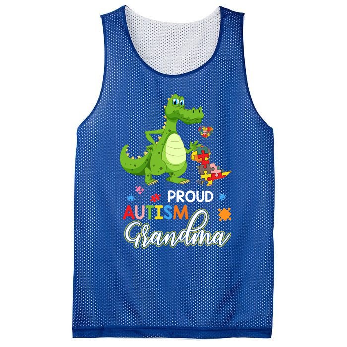 Dinosaur Tgiftrex Proud Autism Grandma Puzzle Autism Awareness Great Gift Mesh Reversible Basketball Jersey Tank