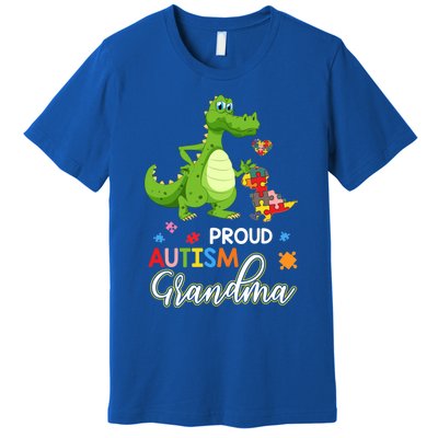 Dinosaur Tgiftrex Proud Autism Grandma Puzzle Autism Awareness Great Gift Premium T-Shirt