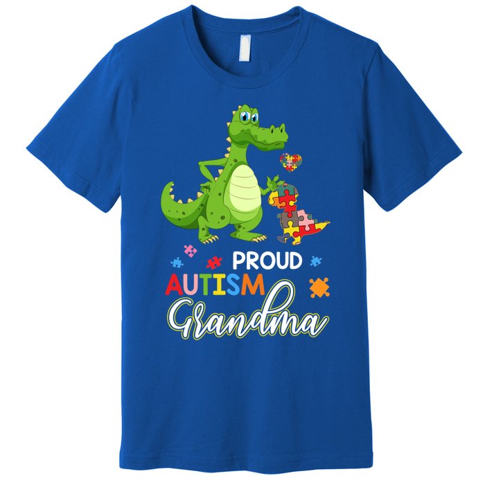 Dinosaur Tgiftrex Proud Autism Grandma Puzzle Autism Awareness Great Gift Premium T-Shirt