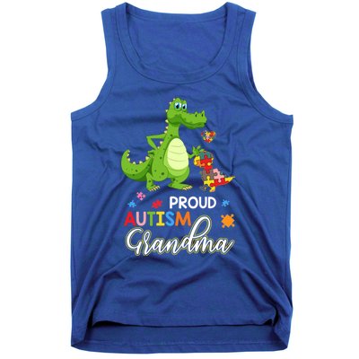 Dinosaur Tgiftrex Proud Autism Grandma Puzzle Autism Awareness Great Gift Tank Top