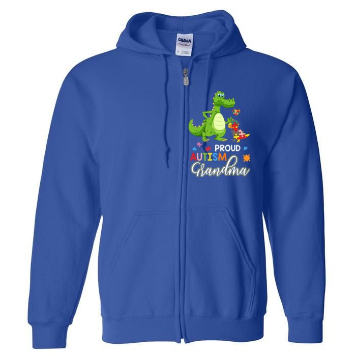 Dinosaur Tgiftrex Proud Autism Grandma Puzzle Autism Awareness Great Gift Full Zip Hoodie