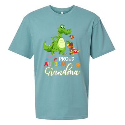 Dinosaur Tgiftrex Proud Autism Grandma Puzzle Autism Awareness Great Gift Sueded Cloud Jersey T-Shirt