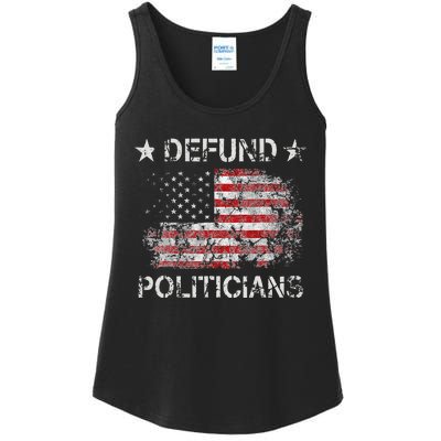 Defund The Politicians Distressed American Flag Ladies Essential Tank