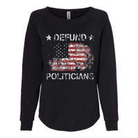 Defund The Politicians Distressed American Flag Womens California Wash Sweatshirt