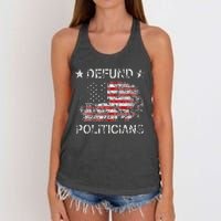 Defund The Politicians Distressed American Flag Women's Knotted Racerback Tank