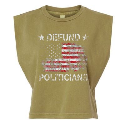 Defund The Politicians Distressed American Flag Garment-Dyed Women's Muscle Tee